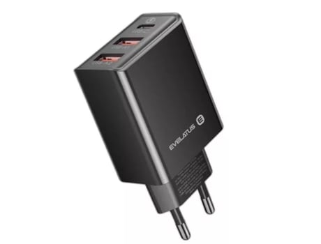 Carregador Viagem Adaptativo Portas Usb EVELATUS Premium Preto