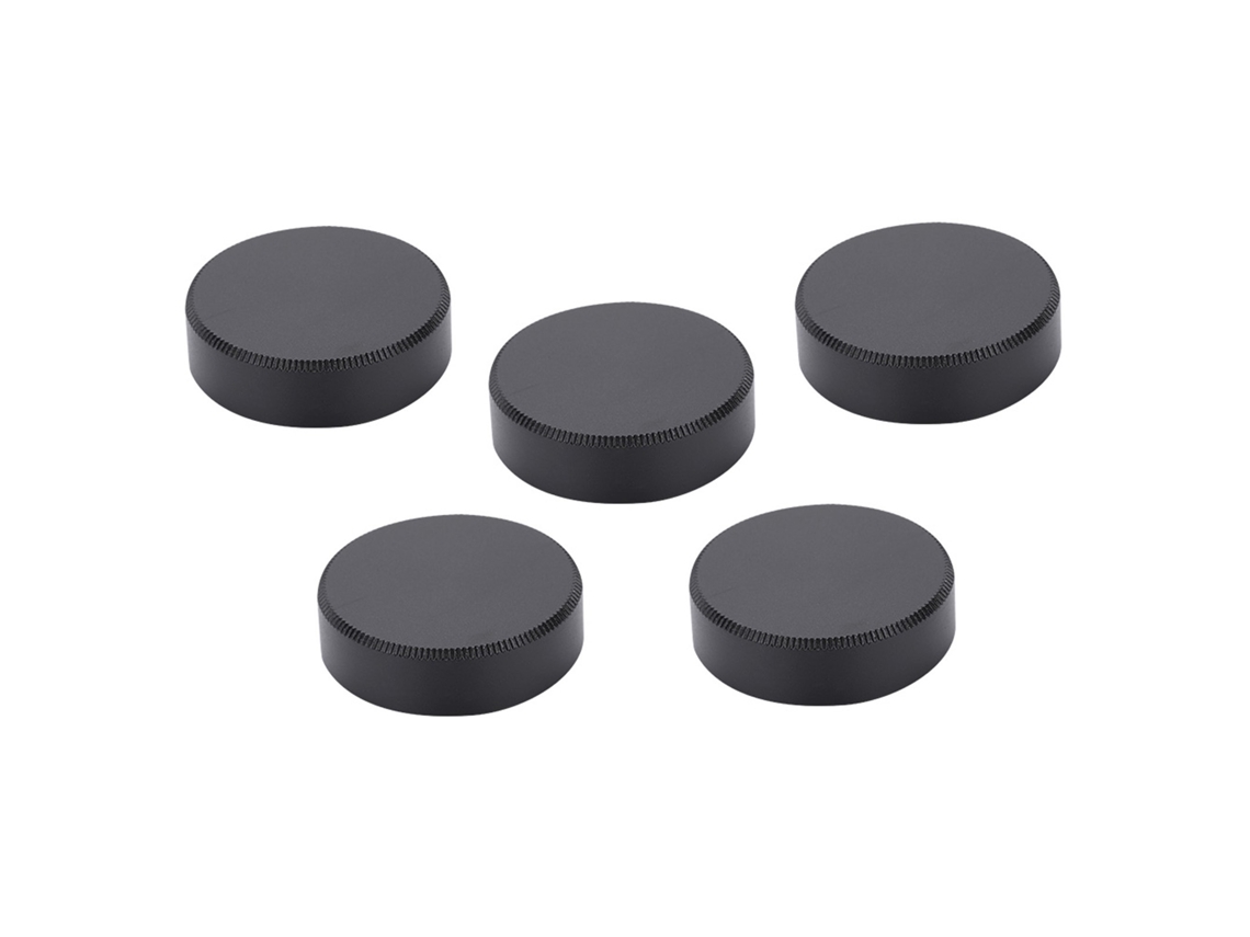 Conjunto de 5 tampas de metal para lente traseira com encaixe tipo C de 27 mm para lentes de CFTV e TV LAXISCREED (pretas)