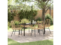 Vidaxl Conjunto de Jantar para Jardim 5 Pcs Castanho Vime Pe
