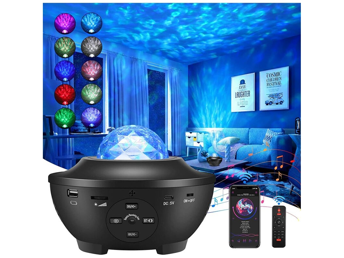 Projetor de Céu Estrelado, Luz Noturna Led Giratória em Formato de Nuvem Galáctica com Controle Remoto e Alto, Falante Bluetooth BRILVIBERA