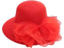 Chapéu bucket de organza respirável para uso externo, acessório essencial para meninas, vermelho