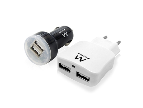 Conjunto 2 Carregadores  EW1206 Preto e Branco