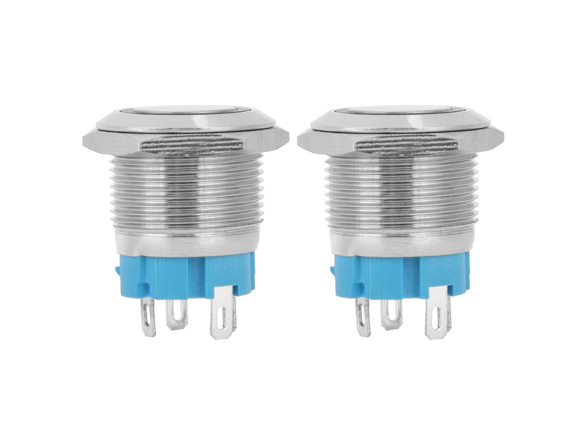 Botões Push Button 4 Pinos Ip65 Auto-reset Com Luz Verde 12~24vdc