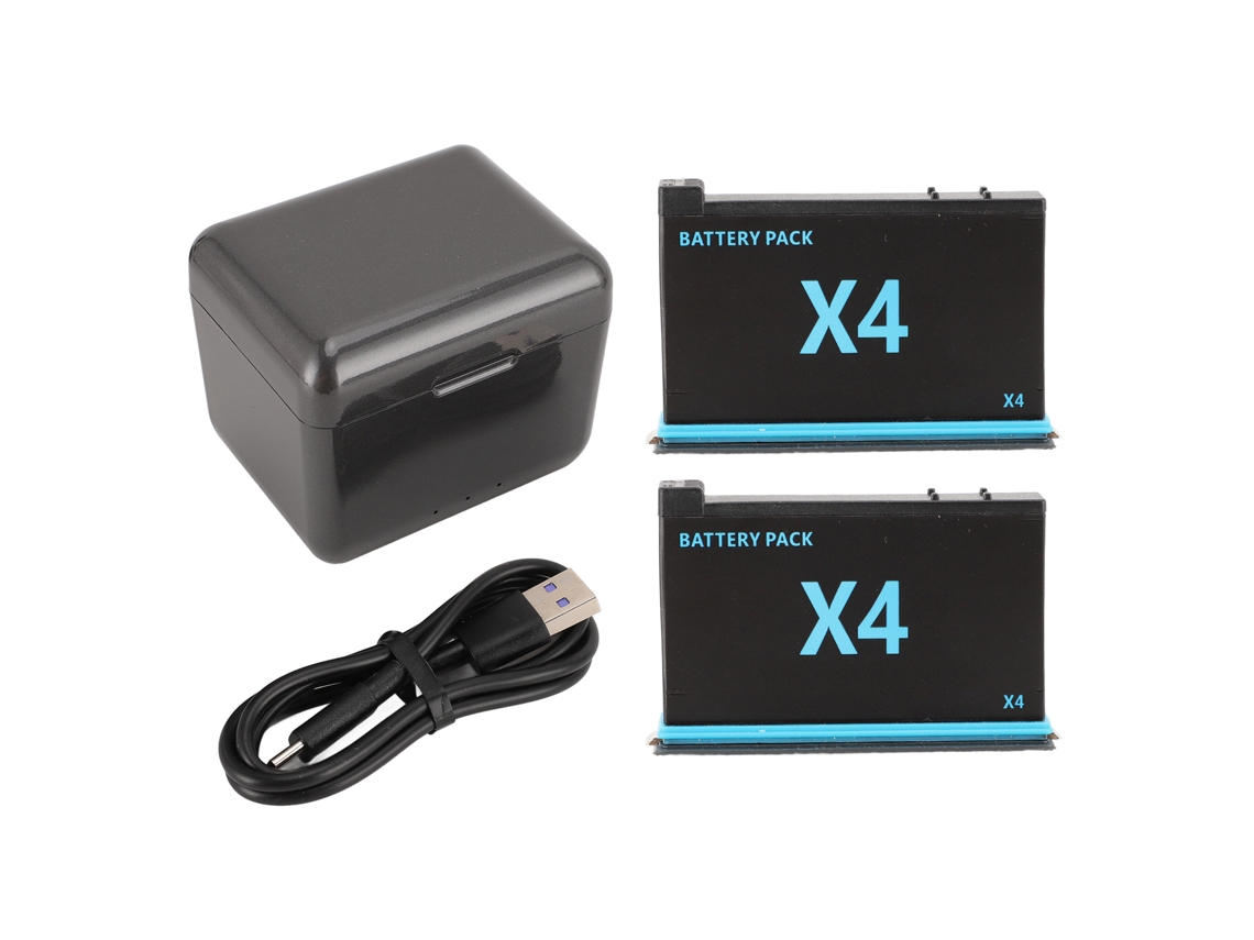 Carregador De Bateria Para Câmera De Ação X4 Com Cabo Usb Tipo C