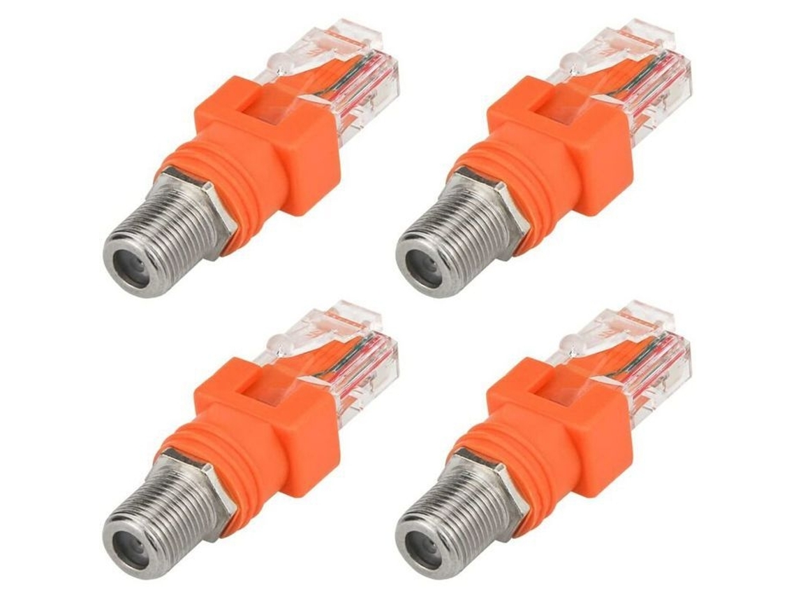 Pacote Com 4 Adaptadores Coaxiais Para Ethernet, Conversores Rf F Rj45 Macho Testador De Linha Pzcc-aquaforge