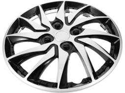 Calota Decorativa Prateada E Preta Para Carro
