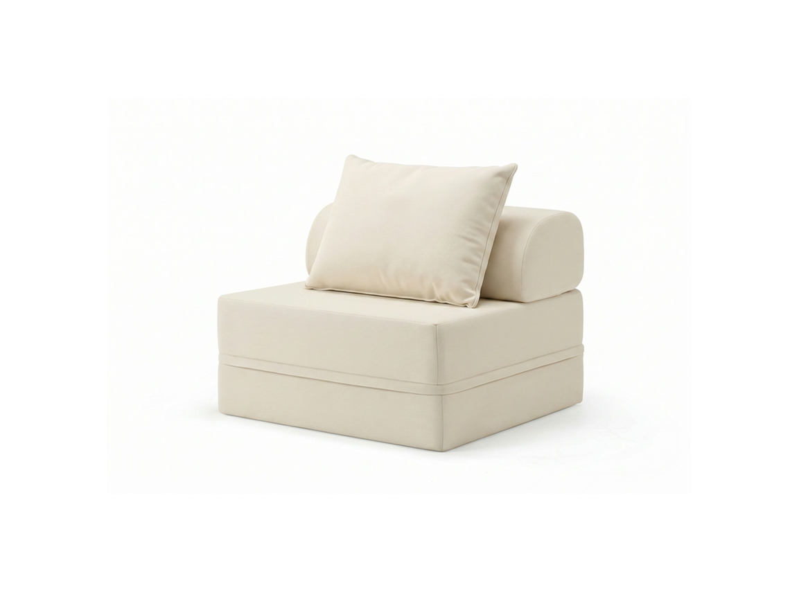Sofá Modular 1 Lugar Convertível Liso Bege SKOFFA