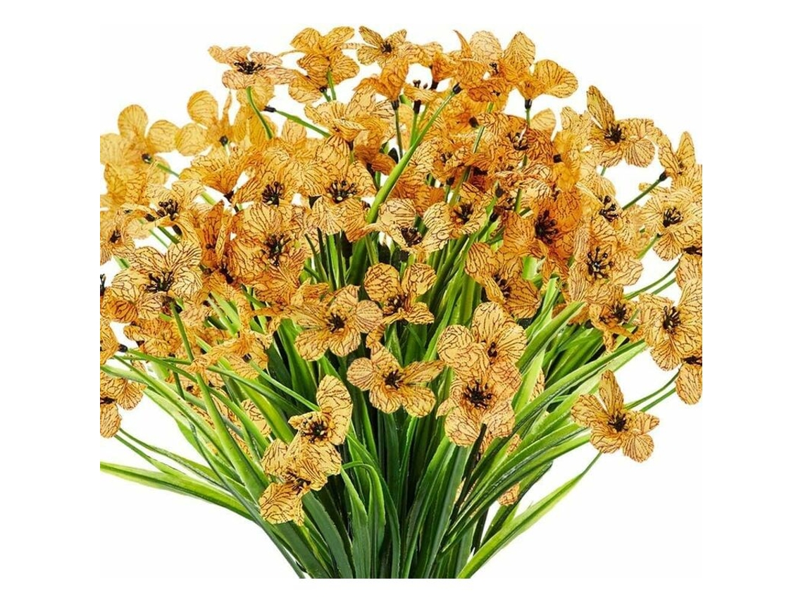 Conjunto de 6 Flores Artificiais Violetas Resistentes Aos Raios Uv para Uso Interno e Externo, Não Desbotam Klb AQUAFORGE (amarelas)