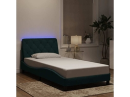 Vidaxl Estrutura De Cama Com Led Sem Colchão 100x200 Cm Veludo Verde-escuro