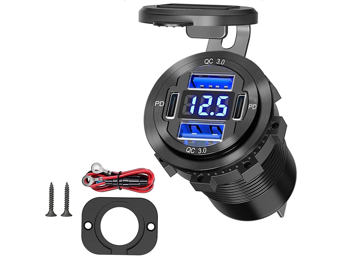 Carregador Veicular Rápido De 18 W Via Usb E Duas Portas Type-c 30 W,
