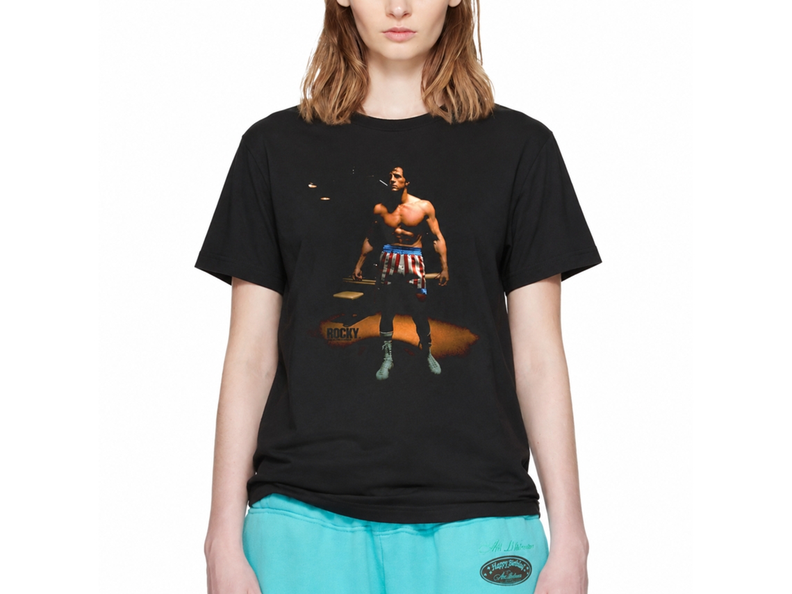 Rockinstone Rocky Movie Spotlight Rocky Movie Black Adult T-shirt Size:xl