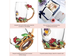 Copo de Porcelana Enamel com Rosa Vermelha LAXISCREED