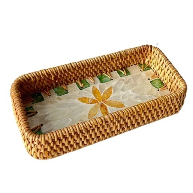 Bandeja Pequena para Jardim 22 X 12 X 4 Cm Bandeja de Armazenamento em Rattan, Bandeja Decorativa para Frutas MDUG