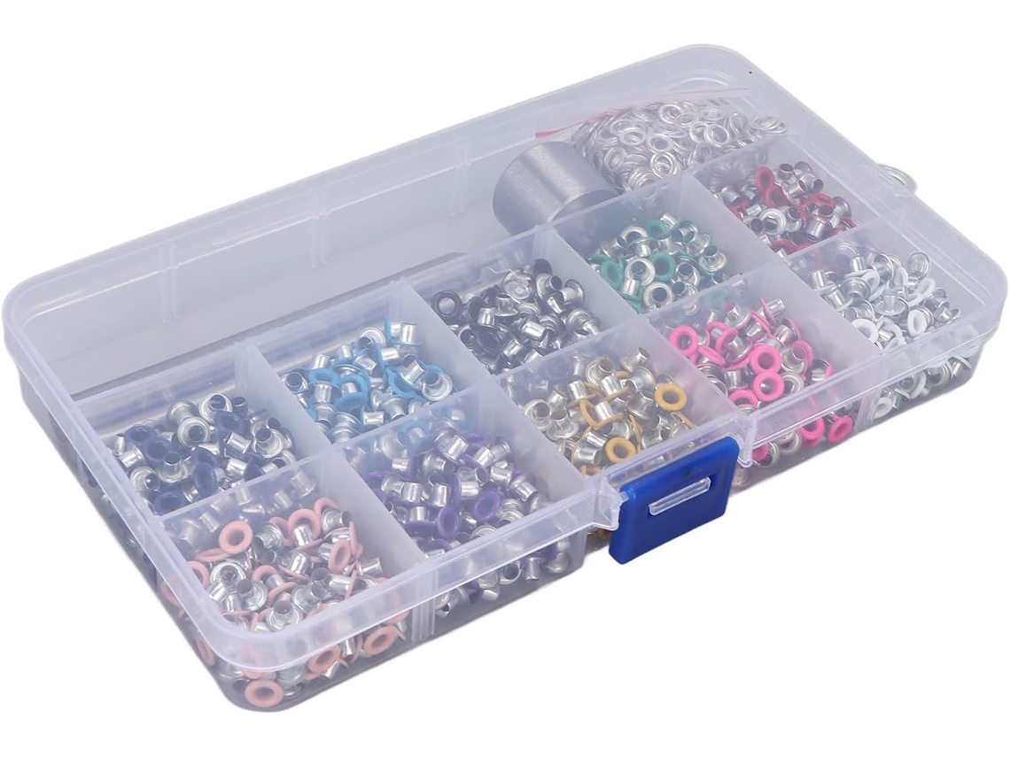 Kit portátil Ilhós com 1000 peças para artesanato DIY, ideal para projetos "faça você mesmo".