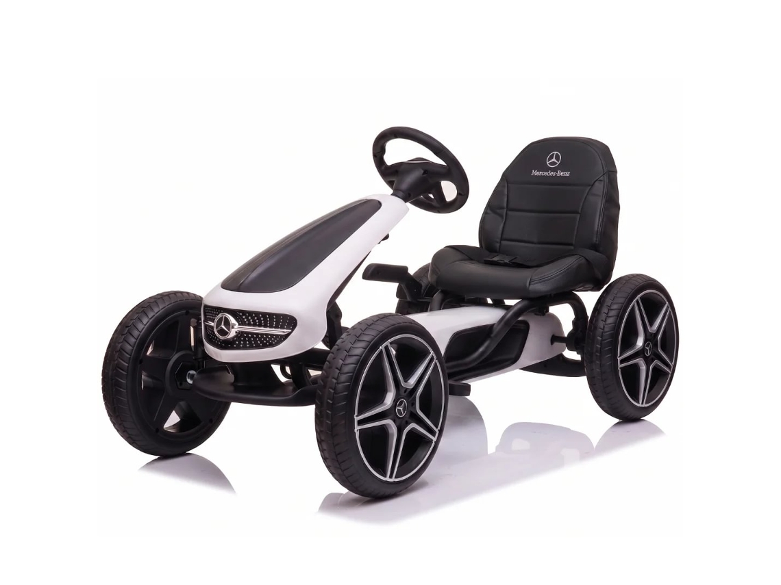 Go Kart De Pedales Para Crianças Mercedes - 3 A 7 Anos - Rodas Eva - Branco