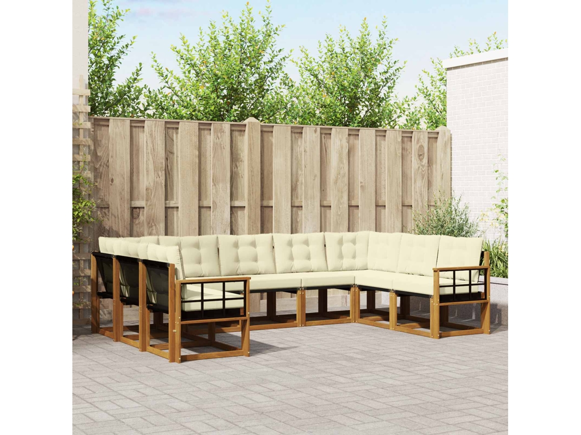 Vidaxl Conjunto De Sofás Para Exterior 9 Pcs Natural E Creme