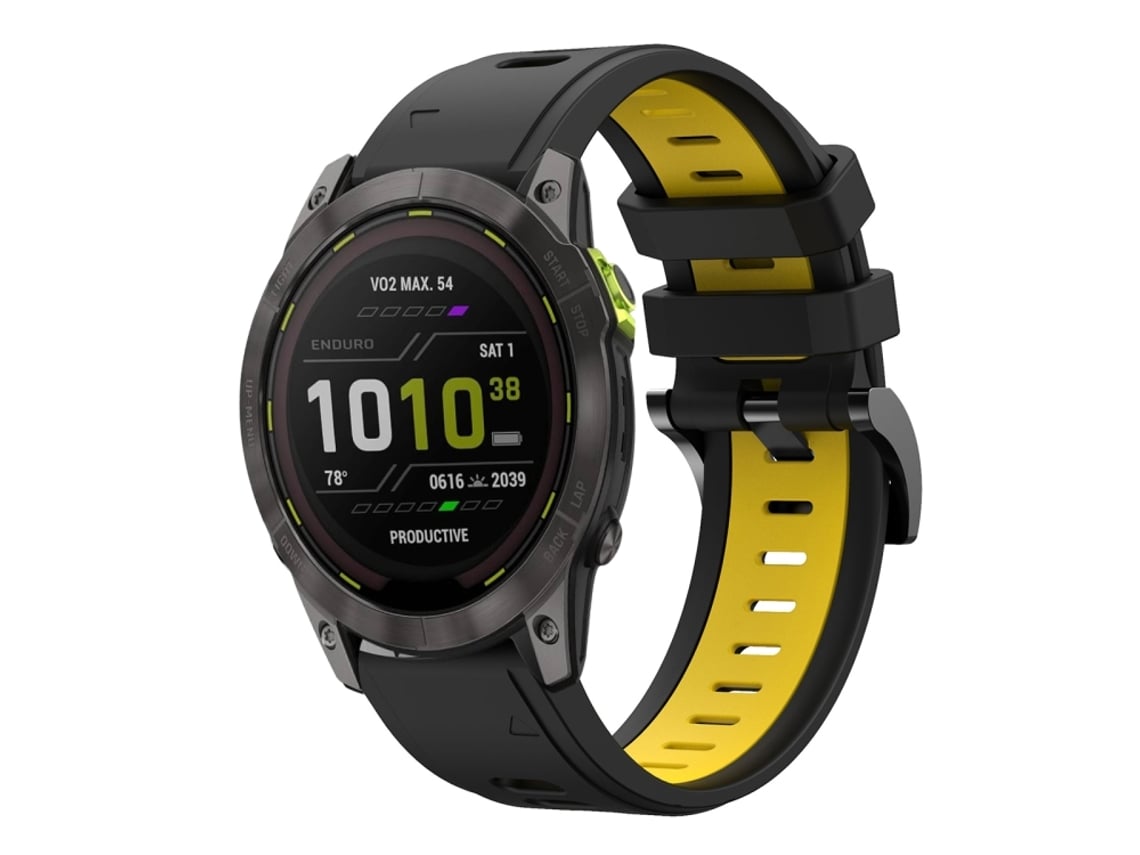 Bracelete Esportivo Silicone para Garmin Enduro 3 com duas cores Preto e Amarelo XIAOMOYU