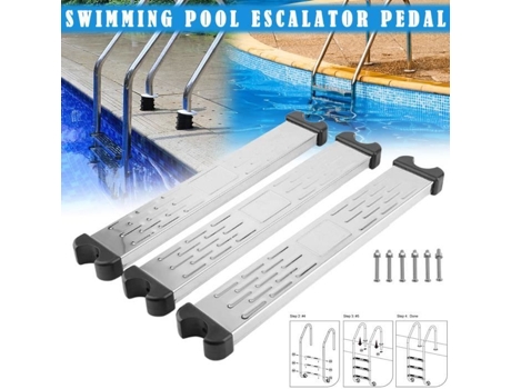Pedal estável dos passos da escada de segurança para a escada antiderrapante de aço inoxidável da piscina 50 x 7,5 x 2,5 cm - 1pcs ROKOO