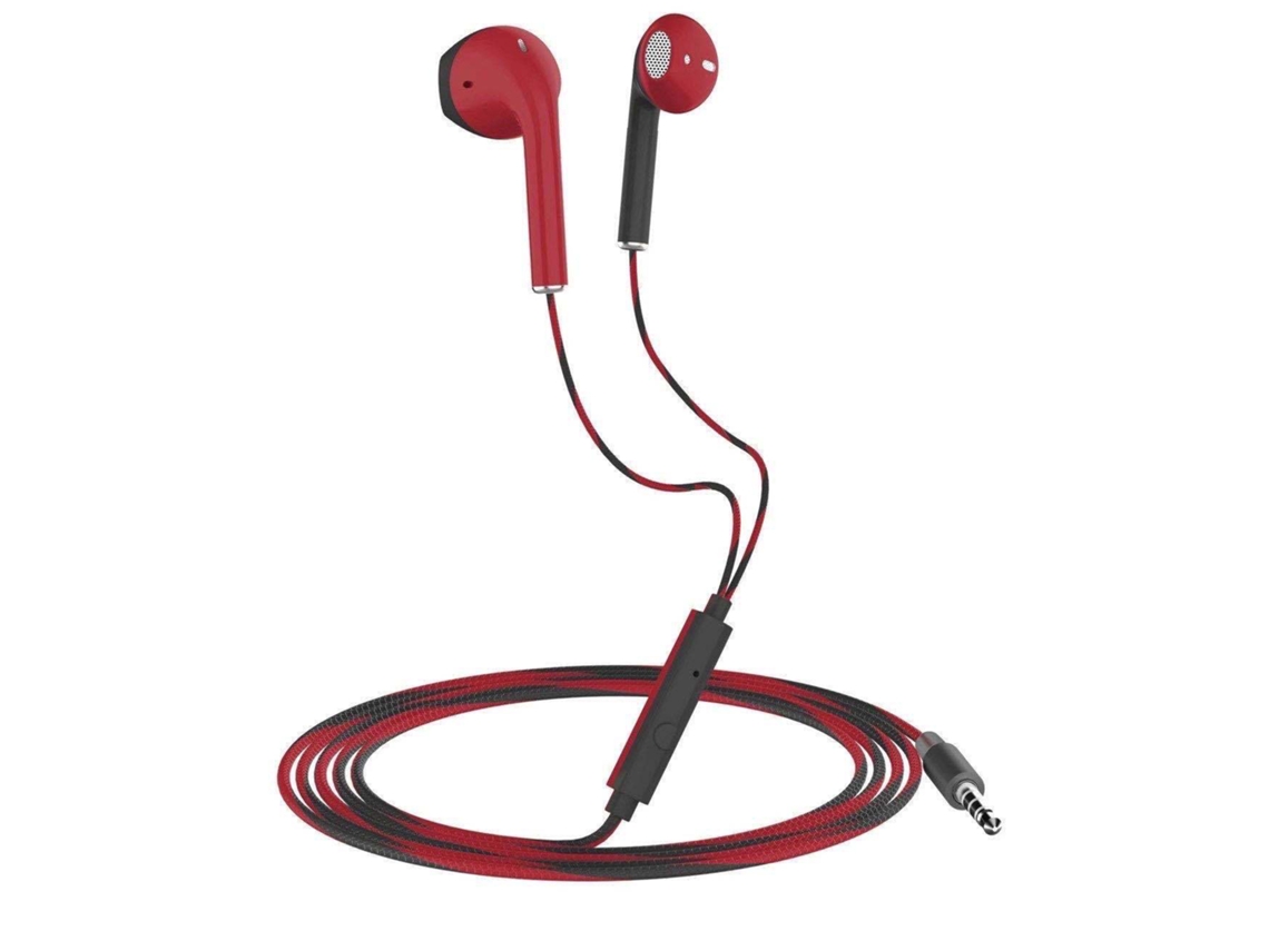 Fones de Ouvido Sem Fio de 3,5 Mm com Graves Estéreo e Microfone. MDUG (vermelho e Preto)