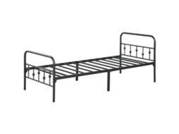 Cama Metal Fácil Solteiro Montagem Com Kits Borracha Cancelamento Ruído - Preto