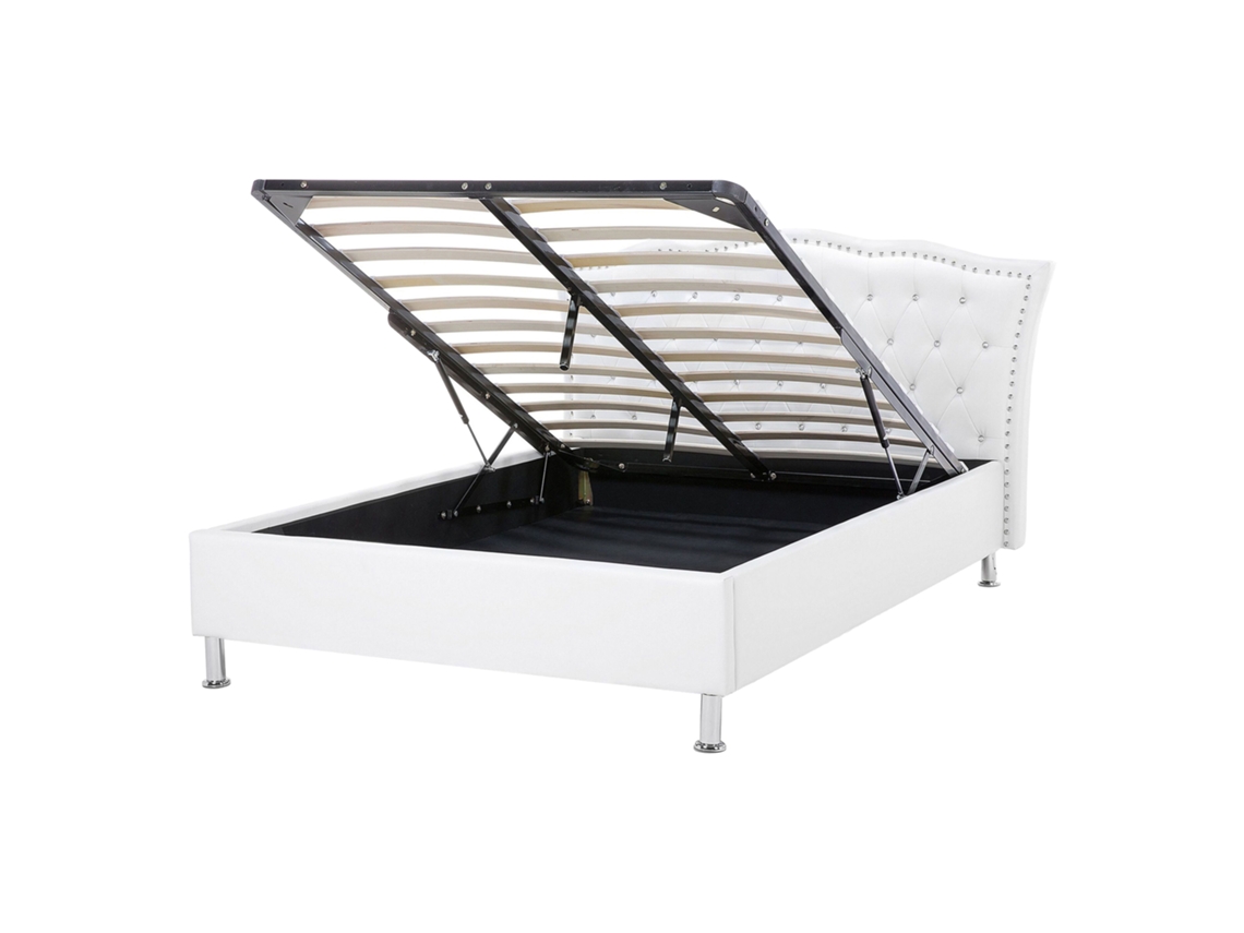 Cama de casal BELIANI Metz de Pele sintética Branco 168x217x102