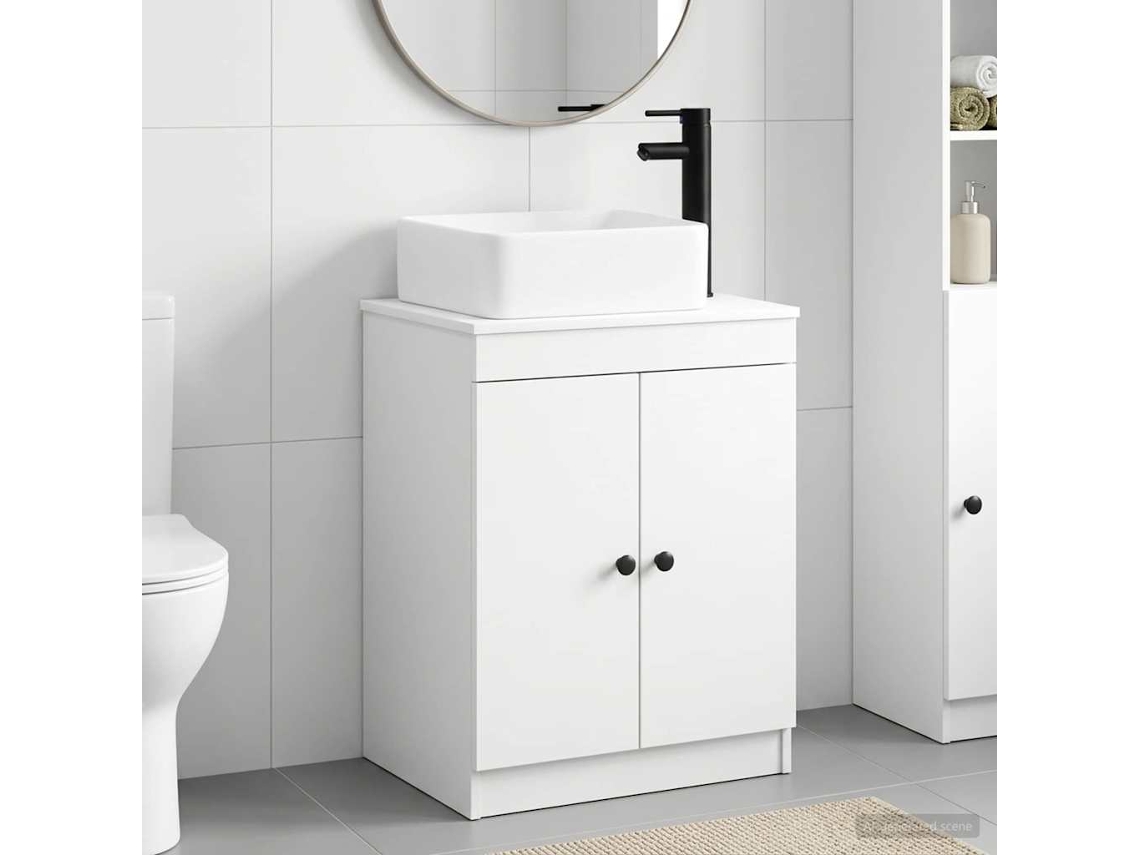 Vidaxl Conjunto De Móveis Para Banheiro Branco Derivados De Madeira