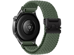 Pulseira esportiva de nylon com estampa de arco-íris e indicador de data Paraquedas, compatível com Huawei GT5 e Samsung Watch7 (verde).