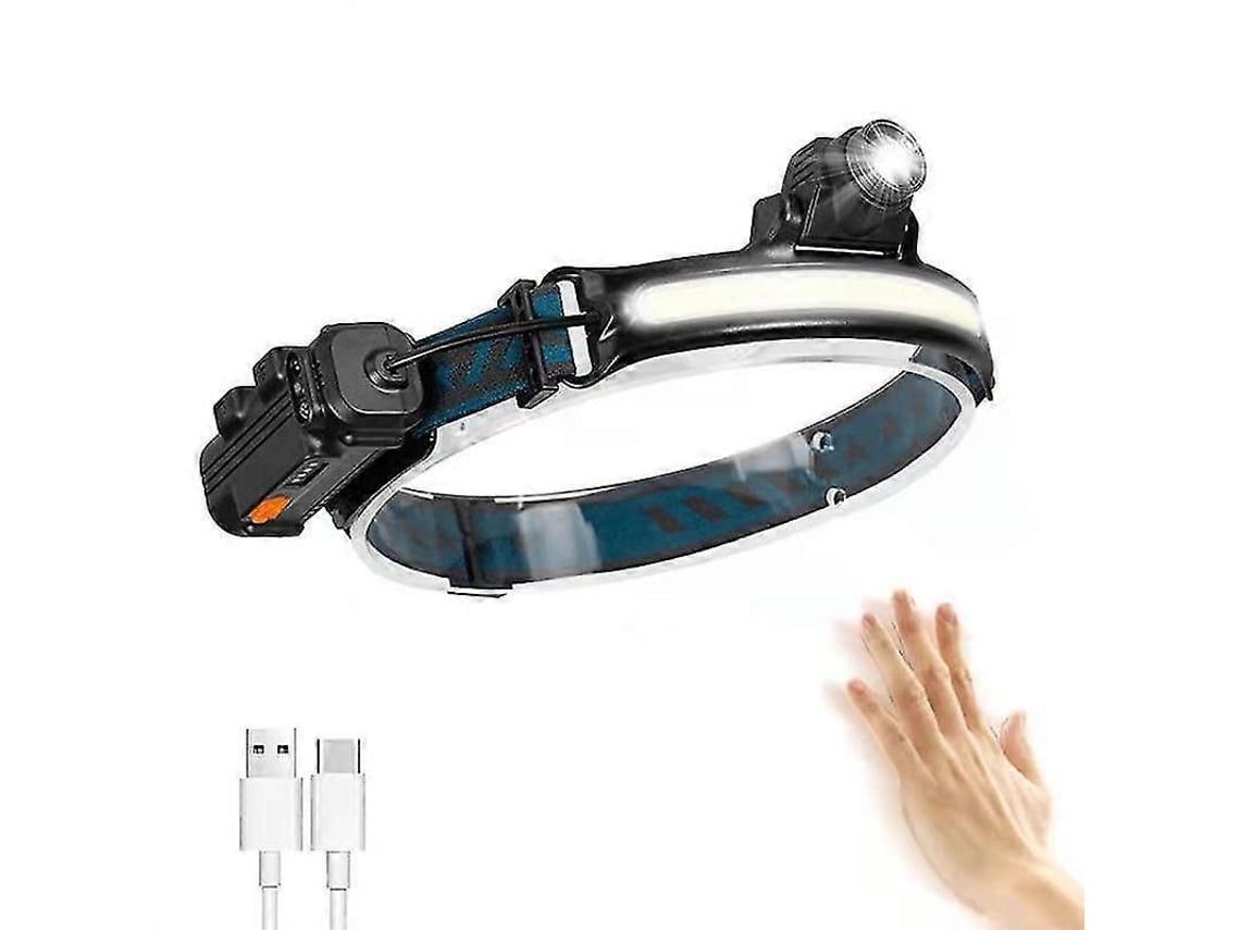 Lanterna De Cabeça Com Carregamento Usb, Led À Prova D'água Ip65, Com Sensor De Movimento Para Pesca E Camping