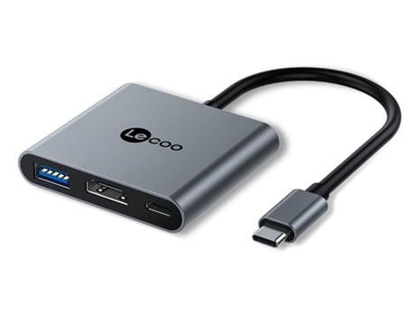Adaptador LECOO Lkc1327H 3In1 Type-C a Usb3.0 Pd100W Hdmi para Huawei Mate40/P50 S20