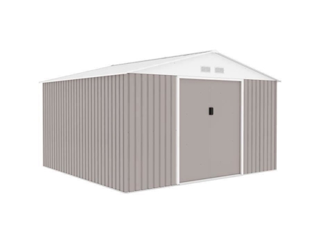 Abrigo De Jardim Em Metal 10,85 M² 340 X 319 X 210 Cm Jupiter Kit De Ancoragem Incluído, 2 Portas Deslizantes Taupe Archer
