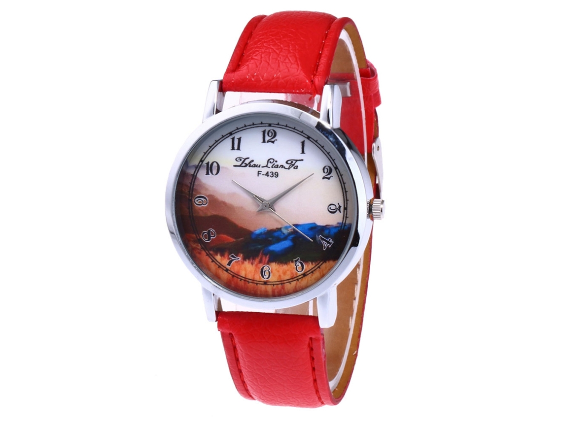 Reloj De Pulsera Analógico De Cuarzo Con Dial Redondo Y Diseño Moderno Rojo