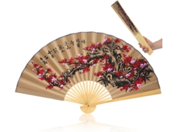 Leque Chinês Decorativo Gigante De 90x50 Cm Em Papel E Madeira Para Pendurar Na Parede, Ideal Para Casamentos