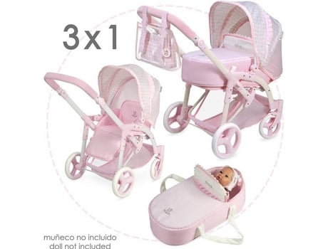 Boneca DE CUEVAS TOYS Niza Coche MuÃ?Â?Ã?Â?Ã?Â?Ã?Â±eca 3X1 Plegable (Idade MÃ?Â?Ã?Â?Ã?Â?Ã?Â­nima: 3 Anos)