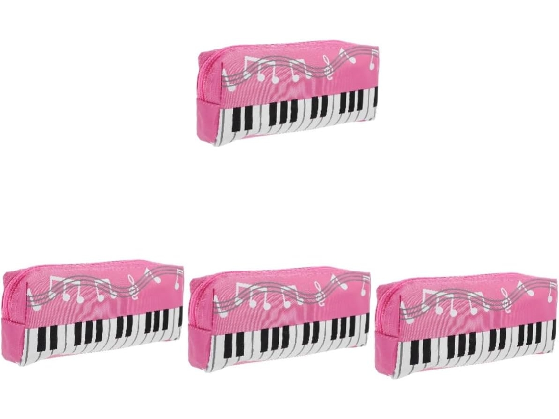 Estojo de Lápis Healeved Lona com Estampa Teclado Piano, Conjunto Material Escolar para Meninas, Prático Amplo