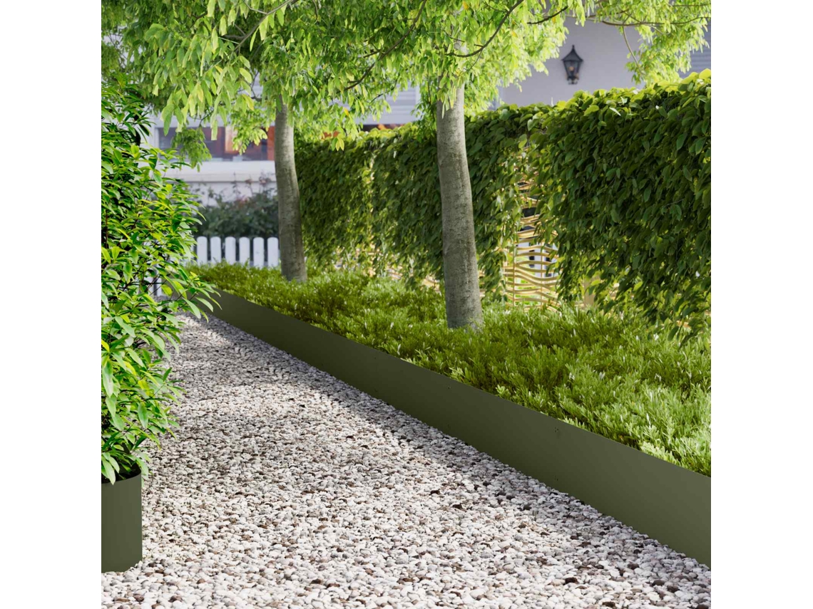 Vidaxl Acabamento Para Gramado 20 Unid. 103 X 30 Cm Aço Verde-azeitona