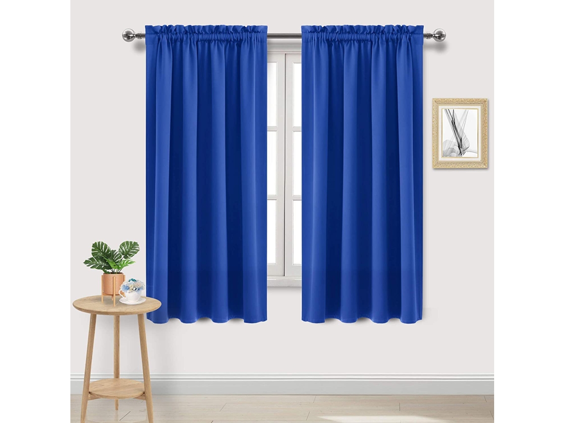 Cortinas Blackout Para Quarto - Cortinas Térmicas Com Bolso Para Varas, Sala De Estar E Cozinha, Cortinas De Economia De Energia, 2 Painéis, Azul