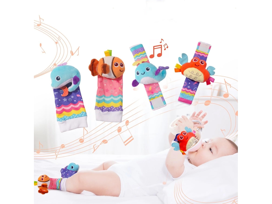 Bebê Infantil Chocalho Meias Brinquedos 3 6 a 12 Meses Menina Menino Aprendizagem Brinquedo HENTEN HOME