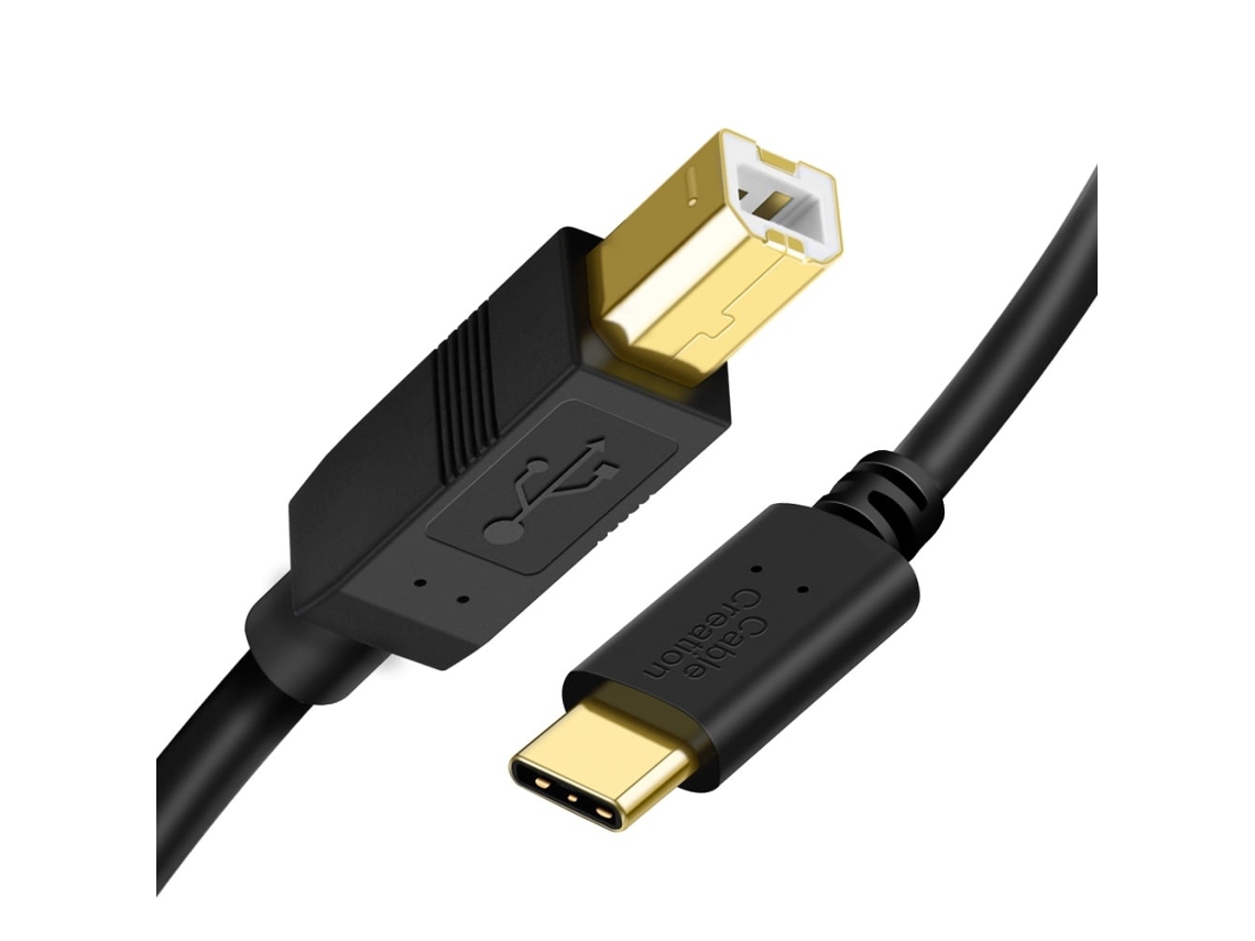 Cabo Lurelia USB-C para USB-B, dados para impressoras, scanners e controladores MIDI.