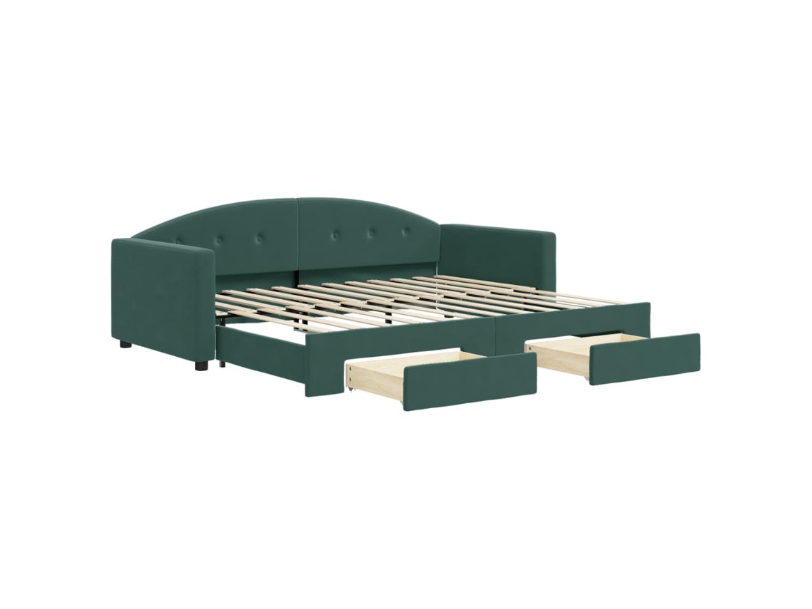 Daybed With Trundle, Daybeds With Trundles Vidaxl Verde Veludo (90 X 200 Cm)