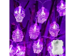 Luzes de Halloween Pilha Cabeça de Caveira 20led