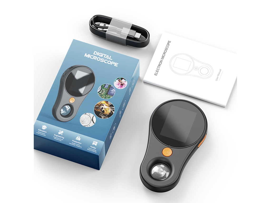Microscópio Digital Infantil 500x com Luz Led, Tela Ips 2 Polegadas Recarregável | S/MARCA