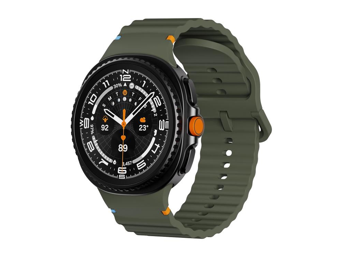 Bracelete para Samsung Galaxy Watch 8 / 8 Classic Silicone com Textura Ondulada Clássica e Fivela Colorida Costurada Verde exército XIAOMOYU