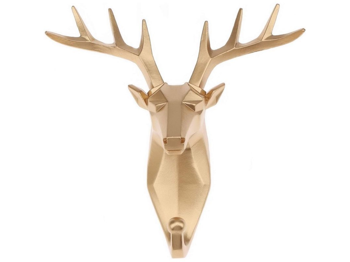 Arte De Parede Decorativo De Ciervo Dorado Creativo Para Dormitório De Natal Gancho Murano Decoração Animal Resina Para Casa