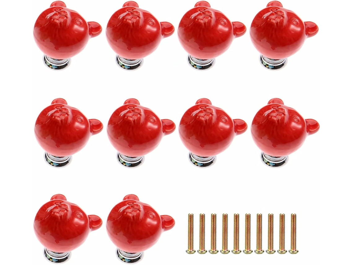 Conjunto De 10 Puxadores Cerâmica Em Formato Cabeça Urso Para Armários, Material Moderno, Fáceis De Instalar, Ideais