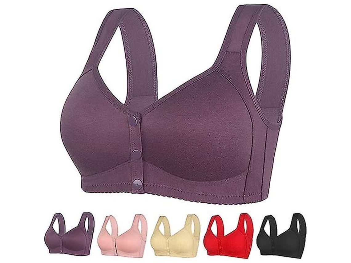 Sujetador Daisy Para Mulher Com Fermadura Frontal Sem Armadura, Suporte Alto E Tirantes Largos, Design Ergonômico E Confortável 5xl Morado