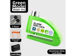 Cadeado De Disco Com Alarme De 110db Para Motocicleta/scooter, 2 Chaves, Cabo Antifurto De 1,2m E 1 Bolsa Par Digitallab Verde