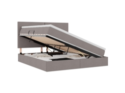 Cama com Arrumação e Colchão Tecido Cinzento Acastanhado MAISON EXCLUSIVE (180x200 cm)