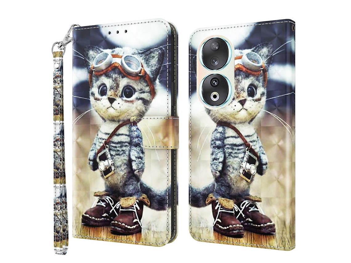 Capa De Celular Em Couro Com Pintura 3d Para Honor 90 Lite