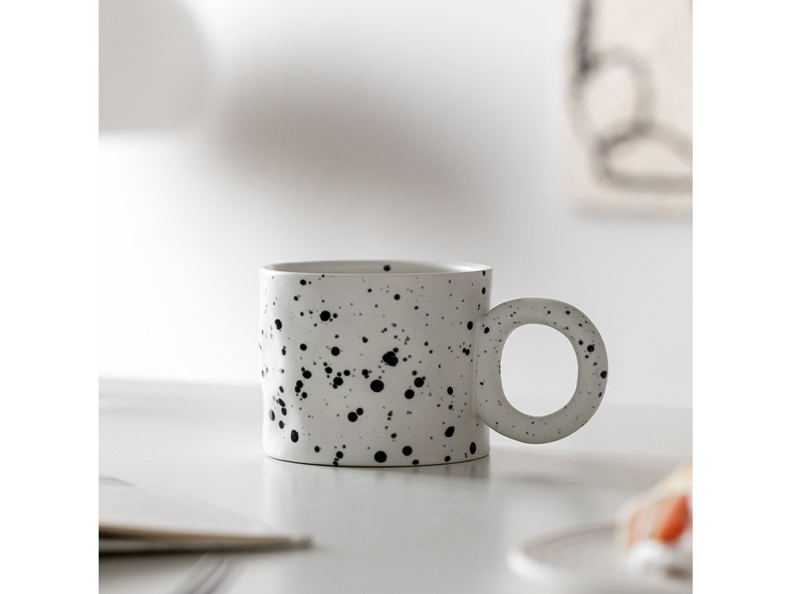 Caneca De Café Artesanal Em Cerâmica Azul Klein, Estilo Nórdico, Com Pulseira, Em Porcelana (preta, 450ml).