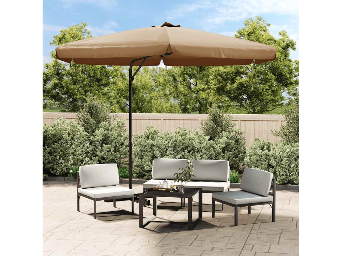 Vidaxl Guarda-sol De Jardim C/ Poste De Aço 300cm Cinzento-acastanhado